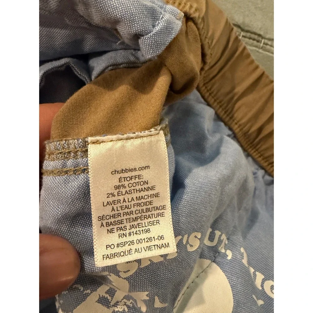 Chubbies Originals Mens 5.5 Inseam Khaki Stretch Twill Shorts XL Elastic Waist